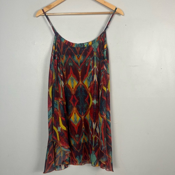Alice + Olivia Rhi Tribal Tiered Hem Dress size XS spaghetti strap - Picture 6 of 8